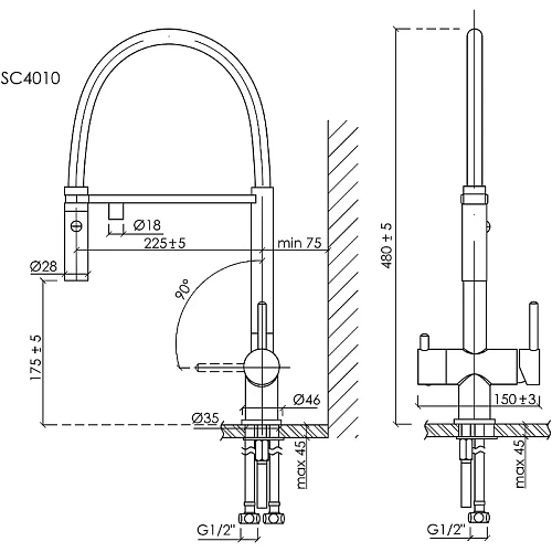 Смеситель для кухни Sancos Imola SC4010MB под фильтр, черный матовый Смеситель для кухни Sancos Imola SC4010MB под фильтр, черный матовый