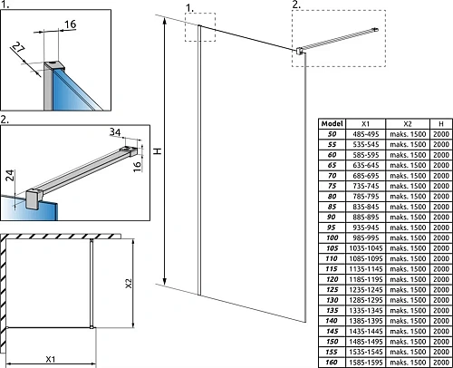 Душевая перегородка Radaway Modo X II 130 389334-01-01 Душевая перегородка Radaway Modo X II 130 389334-01-01