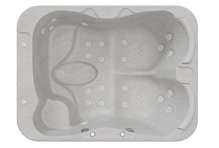 Мини бассейн Radomir Мишель 1-30-0-0-4-051С серый мрамор, Gold, 2050х1550, рама-подставка, 21 гидромассажная форсунка, 2 пневмокнопки, 2 регулятора воздуха, 2 подголовника, система слива