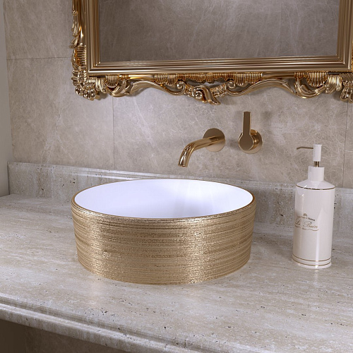 Раковина GROSSMAN Color GR-5010GW (355x355x115) золото белая внутри Раковина GROSSMAN Color GR-5010GW (355x355x115) золото белая внутри