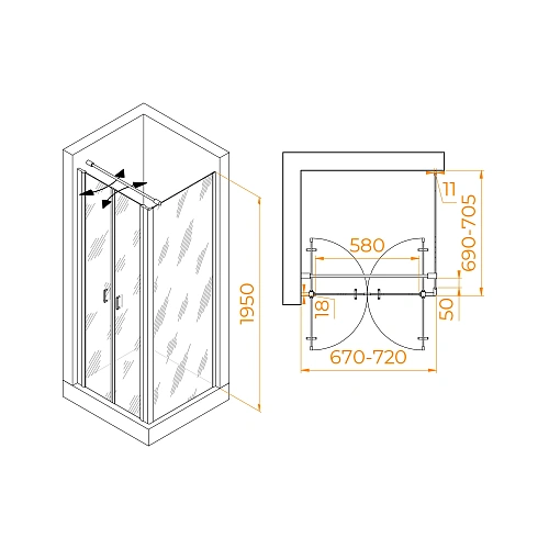 Душевой уголок RGW PA-134 (PA-104+Z-050-2+O-104) 700x700 мм 060813477-011 хром Easy Clean Душевой уголок RGW PA-134 (PA-104+Z-050-2+O-104) 700x700 мм 060813477-011 хром Easy Clean