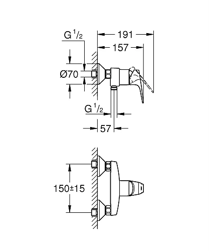 Смеситель для душа GROHE BauFlow, хром (23755000) Смеситель для душа GROHE BauFlow, хром (23755000)