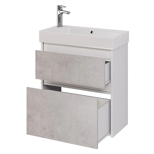 Тумба под раковину DREJA SLIM, 65 см, подвесная/напольная, 2 ящика, белый глянец / бетон 99.0503 Тумба под раковину DREJA SLIM, 65 см, подвесная/напольная, 2 ящика, белый глянец / бетон 99.0503