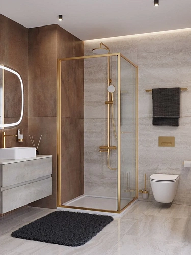 Душевой уголок CEZARES LUX-A-FS-1-90-C-BORO 90x90 см, профиль брашированное золото, стекло прозрачное Душевой уголок CEZARES LUX-A-FS-1-90-C-BORO 90x90 см, профиль брашированное золото, стекло прозрачное