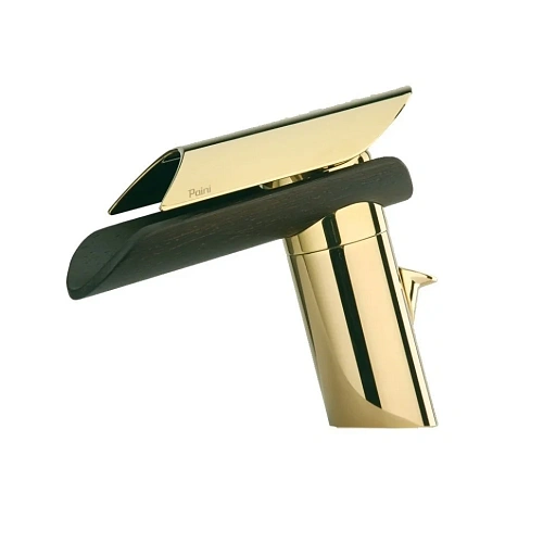 Смеситель для раковины Paini Morgana 73OP211LZKM с донным клапаном, золото, излив темное дерево Смеситель для раковины Paini Morgana 73OP211LZKM с донным клапаном, золото, излив темное дерево