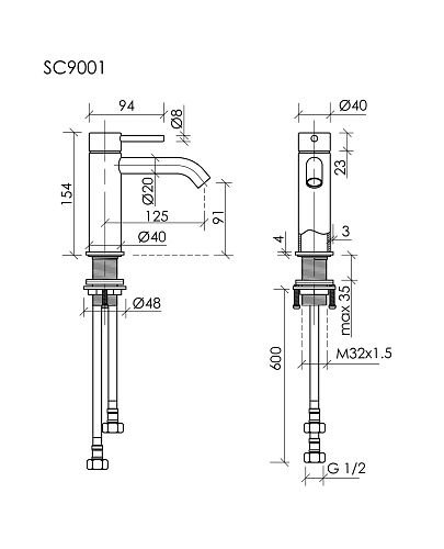 Смеситель для раковины SANCOS Etna SC9001BN брашированный никель Смеситель для раковины SANCOS Etna SC9001BN брашированный никель