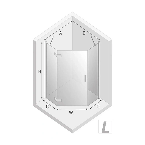 Душевой уголок NEW TRENDY NEW AZURA L 90x90x195 K-0337 (хром) Душевой уголок NEW TRENDY NEW AZURA L 90x90x195 K-0337 (хром)