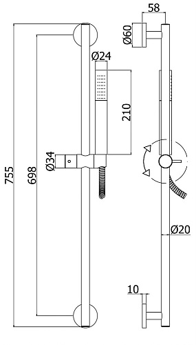 Душевой гарнитур Paffoni Life ZSAL135ST Душевой гарнитур Paffoni Life ZSAL135ST