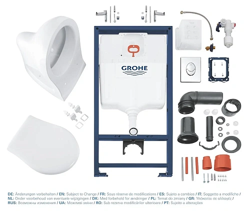 Инсталляция GROHE Solido Perfect (39192000) с подвесным унитазом и панелью смыва Skate Air Инсталляция GROHE Solido Perfect (39192000) с подвесным унитазом и панелью смыва Skate Air