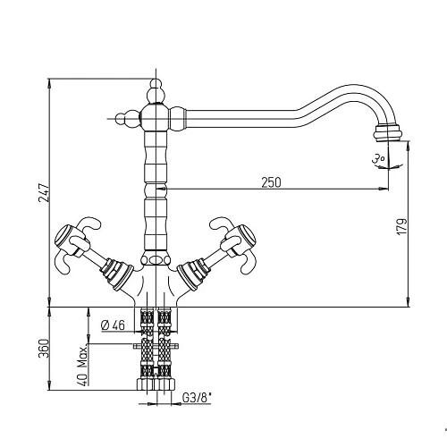 Смеситель для биде Paini Le Mans 90CR3062SKM Смеситель для биде Paini Le Mans 90CR3062SKM