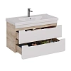 Тумба под раковину Lemark OLIVIA 100 см подвесная, дуб кантри, белый LM08OL100T Тумба под раковину Lemark OLIVIA 100 см подвесная, дуб кантри, белый LM08OL100T