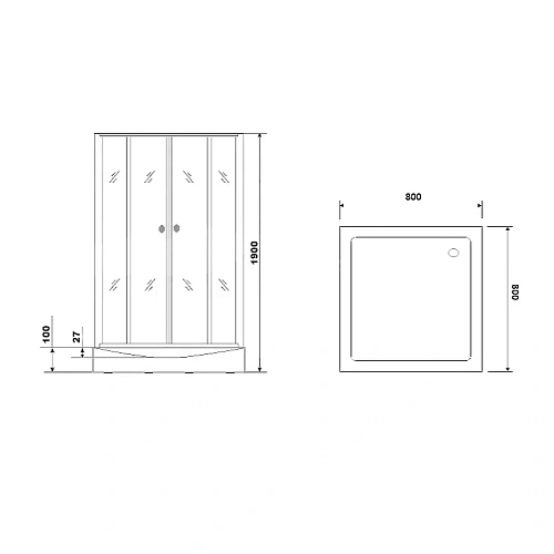 Душевая кабина Parly FQ811B 800x800 профиль черный матовый, стекло матовое (жемчужное) Душевая кабина Parly FQ811B 800x800 профиль черный матовый, стекло матовое (жемчужное)