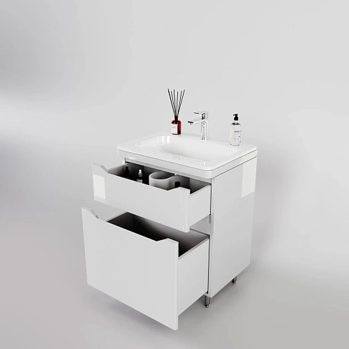 Тумба под раковину Style Line Марелла 60 Люкс антискрейтч белый глянец, PLUS напольная СС-00002396 Тумба под раковину Style Line Марелла 60 Люкс антискрейтч белый глянец, PLUS напольная СС-00002396