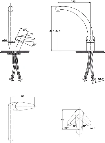 Смеситель для кухни Kaiser County 55244-16 Sand песочный Смеситель для кухни Kaiser County 55244-16 Sand песочный