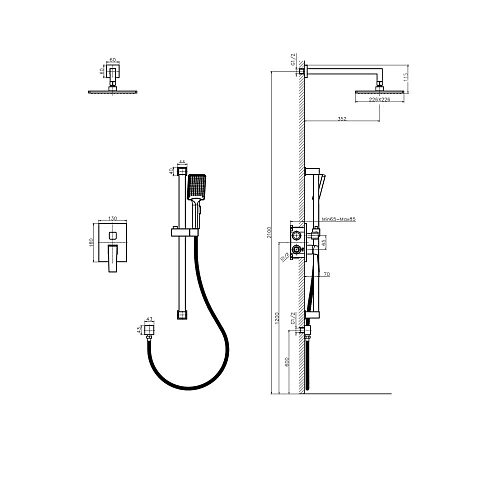 Душевая система RUSH Thira (TR3635-41Black) встраиваемая Душевая система RUSH Thira (TR3635-41Black) встраиваемая