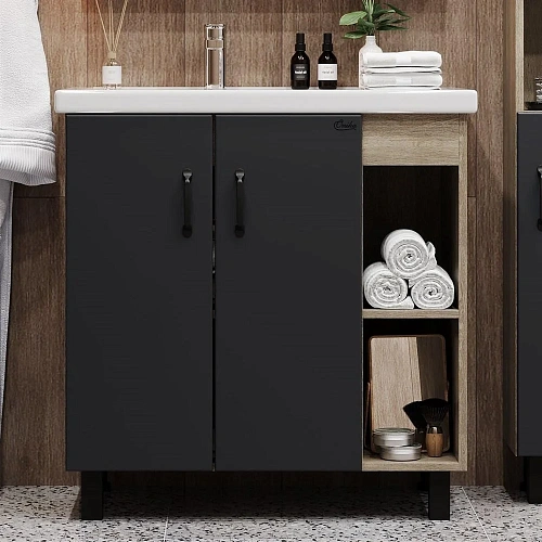 Тумба под раковину Onika ТИМБЕР 70.10 серый мат./дуб сонома 107057 Тумба под раковину Onika ТИМБЕР 70.10 серый мат./дуб сонома 107057