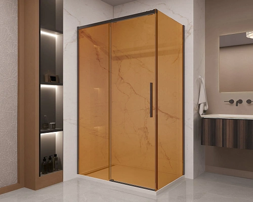 Душевой уголок Vincea Stella VSR-1ST9012GSB 1200x900 черный, стекло янтарь Душевой уголок Vincea Stella VSR-1ST9012GSB 1200x900 черный, стекло янтарь