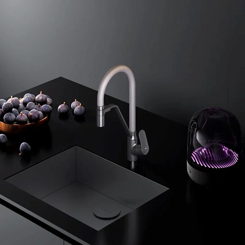 Смеситель для кухни AM.PM Like F8007825 с каналом для питьевой воды и гибким изливом, черный/серый Смеситель для кухни AM.PM Like F8007825 с каналом для питьевой воды и гибким изливом, черный/серый