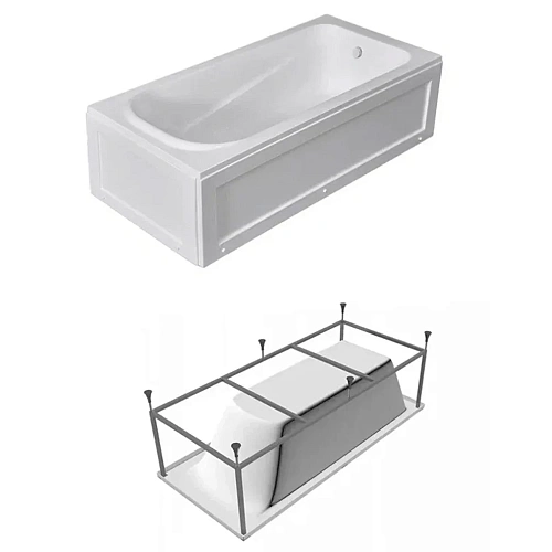 Акриловая ванна Parly ORTIZ CT10819 1700x700x580 с каркасом приставная, белая Акриловая ванна Parly ORTIZ CT10819 1700x700x580 с каркасом приставная, белая