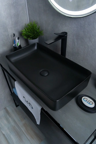 Раковина Gid Bm9396 53344 накладная черная матовая 60x34x11 Раковина Gid Bm9396 53344 накладная черная матовая 60x34x11