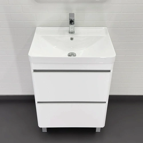 Тумба с раковиной Comforty Валдай-60Н 00-00020673 напольная белый матовый раковина 4460 Тумба с раковиной Comforty Валдай-60Н 00-00020673 напольная белый матовый раковина 4460