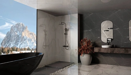 Душевая система Vincea Rondo VSFS-1R1MB с изливом, черный матовый Душевая система Vincea Rondo VSFS-1R1MB с изливом, черный матовый