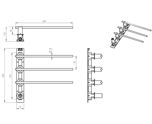 Полотенцесушитель электрический Wonzon & Woghand встраиваемый, темный графит (WW-A363-GM) Полотенцесушитель электрический Wonzon & Woghand встраиваемый, темный графит (WW-A363-GM)