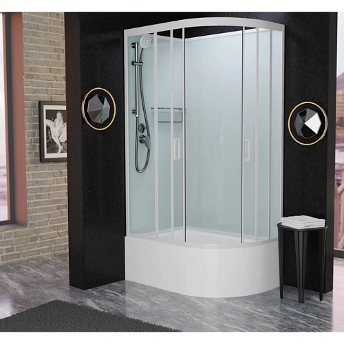 Душевая кабина Frank F412/2L М левосторонняя White без крыши белый профиль матовое стекло 120x80 200 20037 Душевая кабина Frank F412/2L М левосторонняя White без крыши белый профиль матовое стекло 120x80 200 20037