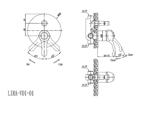 Смеситель для душа CEZARES LIRA-C-VDIM-01 Смеситель для душа CEZARES LIRA-C-VDIM-01