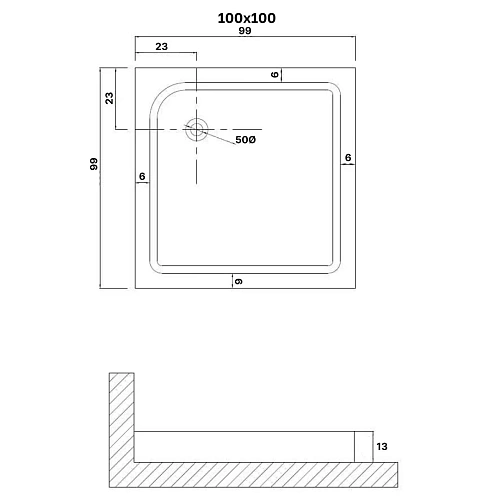 Душевой поддон Niagara Eco NG-P1010-14Q (100x100x13) пластик, квадратная, цвет белый Душевой поддон Niagara Eco NG-P1010-14Q (100x100x13) пластик, квадратная, цвет белый