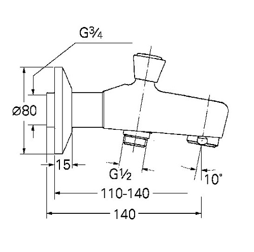 Излив для смесителей GROHE (вынос 140 мм), хром (13435000) Излив для смесителей GROHE (вынос 140 мм), хром (13435000)