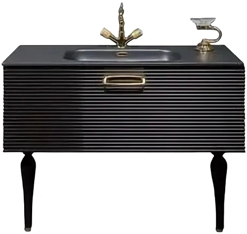 Тумба под раковину Boheme Linea 100 черная + золото 842-100-BG Тумба под раковину Boheme Linea 100 черная + золото 842-100-BG