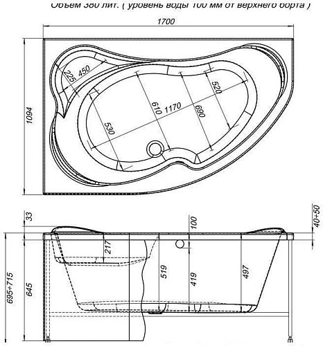 Акриловая ванна Aquanet Capri 170x110 L (каркас + смеситель Grohe BauEdge 2511700A) 00203914 + 00155683 + 00240613 Акриловая ванна Aquanet Capri 170x110 L (каркас + смеситель Grohe BauEdge 2511700A) 00203914 + 00155683 + 00240613