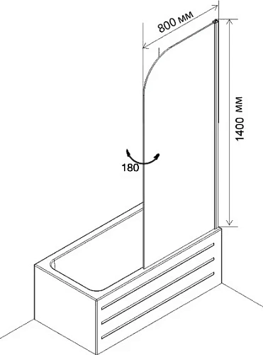 Шторка на ванну DIWO Кострома KS02-080TCR распашная, 80х135 556019 Шторка на ванну DIWO Кострома KS02-080TCR распашная, 80х135 556019