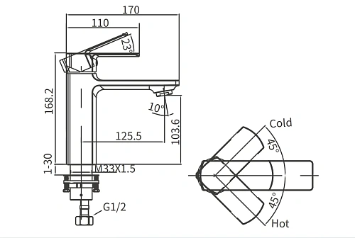 Смеситель для раковины ARROW AG4120 хром Смеситель для раковины ARROW AG4120 хром