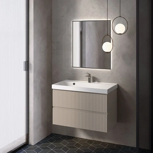 Тумба под раковину AQUAme AQM900180BG S1 подвесная 80 см бежевый Тумба под раковину AQUAme AQM900180BG S1 подвесная 80 см бежевый