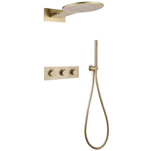 Душевая система ABBER Wasser Kreis AF8151G скрытого монтажа без излива, термостат, золото матовое Душевая система ABBER Wasser Kreis AF8151G скрытого монтажа без излива, термостат, золото матовое