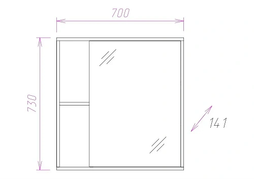 Зеркальный шкаф Onika ДЕЛЬТА 70.00 Универсальный 207020 Зеркальный шкаф Onika ДЕЛЬТА 70.00 Универсальный 207020
