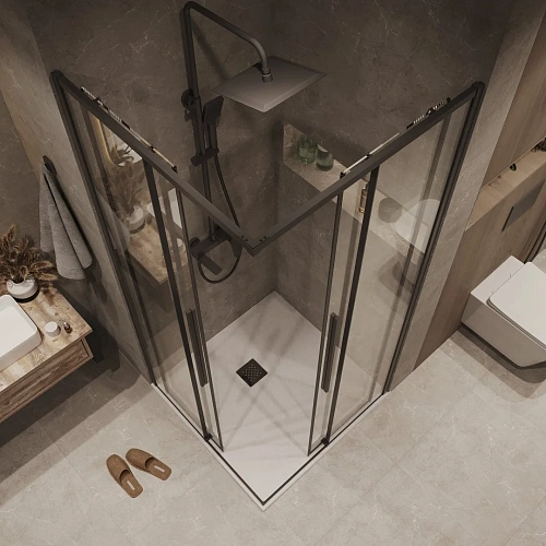 Душевая дверь GROSSMAN 1/2.К33.01.10.21.00 Galaxy (100x195) черный матовый, стекло прозрачное Душевая дверь GROSSMAN 1/2.К33.01.10.21.00 Galaxy (100x195) черный матовый, стекло прозрачное