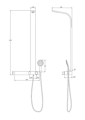 Душевая система Taliente TS1301 130x50см, черный TA-G-TS1301B Душевая система Taliente TS1301 130x50см, черный TA-G-TS1301B