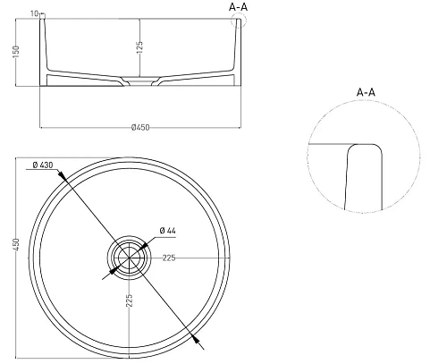 Раковина Salini ARMONIA 02 130112G 450x450 накладная S-Sense Раковина Salini ARMONIA 02 130112G 450x450 накладная S-Sense