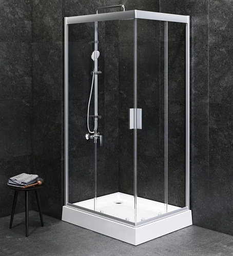 Душевой уголок AM.PM Gem W90G-404-100280-MT 100х80 стекло прозрачное, профиль серебро матовое Душевой уголок AM.PM Gem W90G-404-100280-MT 100х80 стекло прозрачное, профиль серебро матовое