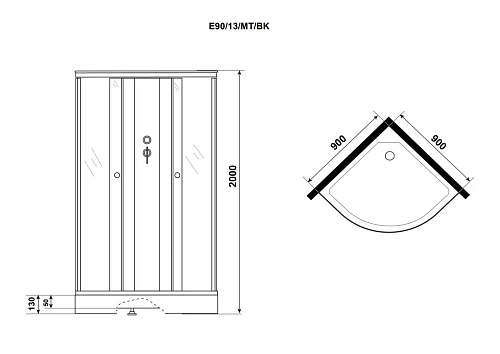 Душевая кабина Niagara Eco E90/13/MT/BK (900х900х2000) E90/13/MT/BK Душевая кабина Niagara Eco E90/13/MT/BK (900х900х2000) E90/13/MT/BK