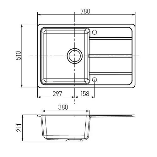 Кухонная мойка Aquaton Аманда 1A712832AD290 из литого мрамора, прямоугольная, с крылом шампань Кухонная мойка Aquaton Аманда 1A712832AD290 из литого мрамора, прямоугольная, с крылом шампань