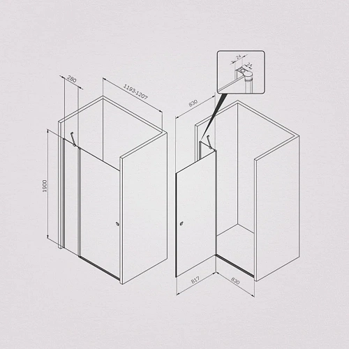 Душевая дверь AM.PM Sunny W87G-120-1P-MT распашная 120x190 профиль серебро, стекло прозрачное Душевая дверь AM.PM Sunny W87G-120-1P-MT распашная 120x190 профиль серебро, стекло прозрачное