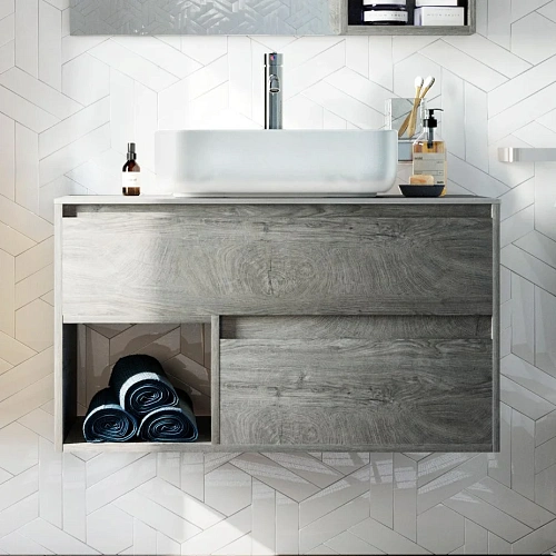 Тумба с раковиной STWORKI Карлстад 90 дуб рошелье, роверелла 427794 Тумба с раковиной STWORKI Карлстад 90 дуб рошелье, роверелла 427794