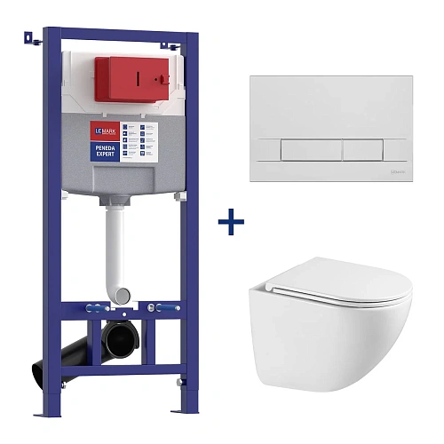 Комплект инсталляции Lemark PENEDA EXPERT с клавишей смыва BIT хром глянец и унитазом GLAZER Торнадо белый глянец 100121431 Комплект инсталляции Lemark PENEDA EXPERT с клавишей смыва BIT хром глянец и унитазом GLAZER Торнадо белый глянец 100121431