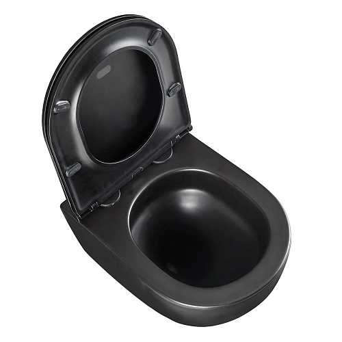 Унитаз подвесной Lemark GLAZER, безободковый с сиденьем микролифт, смыв торнадо,черный матовый 9612004 Унитаз подвесной Lemark GLAZER, безободковый с сиденьем микролифт, смыв торнадо,черный матовый 9612004