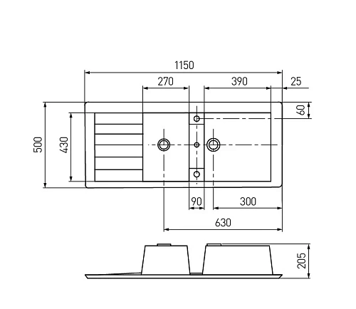 Кухонная мойка Aquaton Торина 1A712032TR210 из литого мрамора, прямоугольная, с крылом и дополнитель Кухонная мойка Aquaton Торина 1A712032TR210 из литого мрамора, прямоугольная, с крылом и дополнитель
