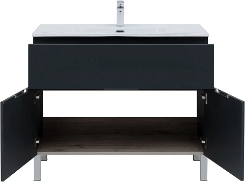 Комплект мебели Aquanet Алвита New 100 1 ящик, 2 дверцы, антрацит 00273988 Комплект мебели Aquanet Алвита New 100 1 ящик, 2 дверцы, антрацит 00273988